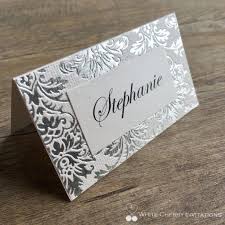 Wedding Place Cards White Cherry Invitations Princess Silver Foil