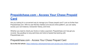 access your chase prepaid card pdf