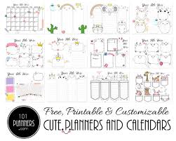 free printable cute planner calendar