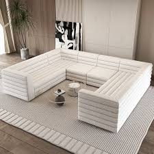 white boucle modular sectional sofa