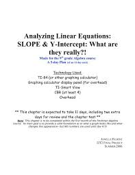 yzing linear equations slope y