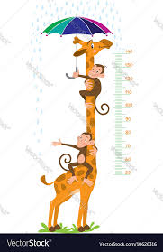 Giraffe And Monkeys Meter Wall Or Height Chart