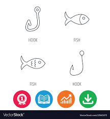 Fishing Hook And Fish Icons