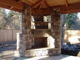 Outdoor Fireplace With Bbq Grill And