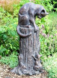 Cat Mouse Bronze Resin Garden Ornament