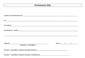 Child Permission Slip Form Template P Example Pickup Field Trip