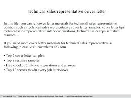 Sales Representative Cover Letter Sample Technical Sales