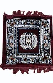 maroon square velvet janamaz carpet
