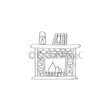 Fireplace Doodle Icon Vector Cute Hand