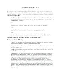 Business Investment Agreement Template Angel Investor