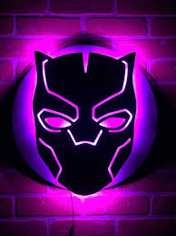 New Black Panther Illuminated Led Comicbook Superhero Mask Silhouette Night Light For Mancave Or Child S Bedroom Superhero Signs Marvel Lights Black Panther