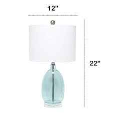 22 In Clear Blue Oval Glass Table Lamp