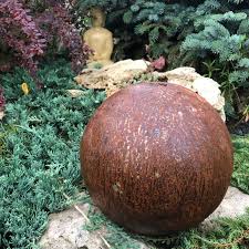 Rusty Metal Ball Garden Decor Garden