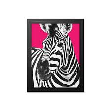 Bright Pink Zebra Animal Premium Black