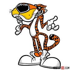 Think of a sideways w making the bottom side smaller to make the mouth. How To Draw Chester Cheetah Sketchok