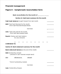 Sample Bank Reconciliation Form 9 Examples In Pdf Word