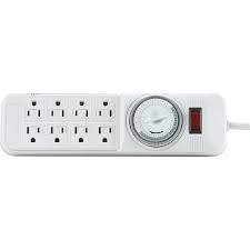 Woods 22575 Indoor 8 Outlet Powerstrip W Mechanical Timer Light Lamp Power Timers