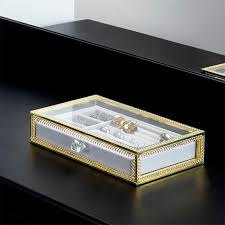 2 layer clear glass jewelry box with