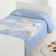 Soft Blue Baby Blanket With Bear Aa