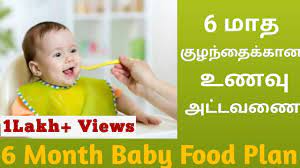 6 months baby food plan food chart in