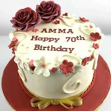 70th birthday cake with flowers an