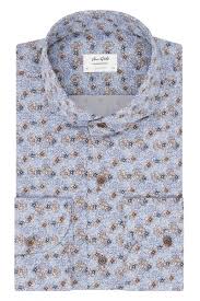 Twill Shirt With Floral Print Blue