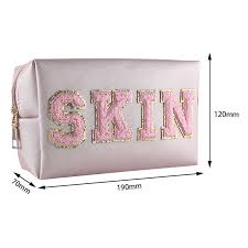 waterproof nylon light pink makeup bag