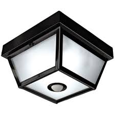 Square Black Finish Motion Sensor Outdoor Ceiling Light H7013 Lampsplus Com Ceiling Lights Outdoor Ceiling Lights Motion Lights