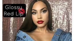 glossy red lip makeup tutorial you