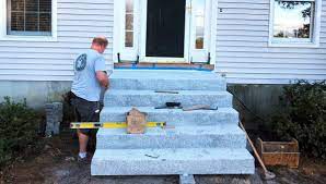 installing a set of granite steps a