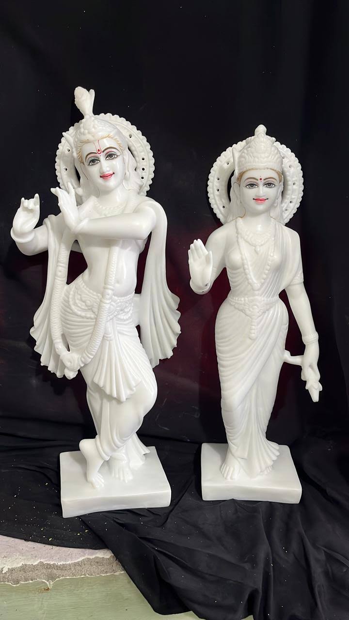 White Marble Radha Krishna Statue product image