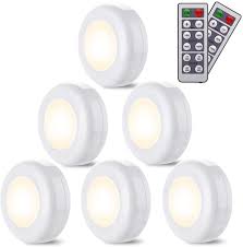 Elfeland Led Closet Lights 6 Pack Wireless Led Puck Light Under Cabinet Lighting With Remote Control Timer Function Under Counter Light
