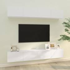 Wall Tv Cabinets 4 Pcs High Gloss White