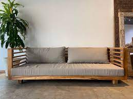 Teak Indoor Outdoor Patio Sofa With