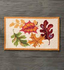 hand hooked wool fall leaves accent rug