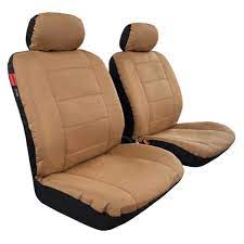 Tan Beige Canvas Car Seat Covers Front