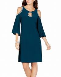 Details About Msk Womens Dress Green Size Small S Embellished Cold Shoulder Shift 79 106