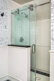 Shower With Glass Shower Door On Rails