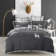 Cotton Soft Bed Sheet Set Grey Deer
