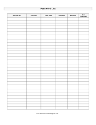 I know i shared an address book printable and a password log printable a few years ago, but i haven't made an updated version of either of them and i thought it was about time i tackled that. 33 Best Password List Templates Word Excel Pdf á… Templatelab