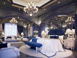 stunning navy blue luxury bedroom decor