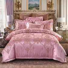 luxury pink purple satin bedding set