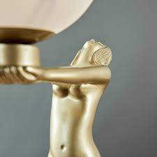 Pair Of Woman Holding Globe Table Lamps