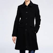 Black Wool Blend Pea Trench Coat