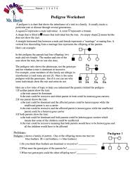 1 an unaffected individual cannot have any alleles of a dominant trait. Mr Hoyle Pedigree Worksheet Biology Worksheets Printable Pdf Download