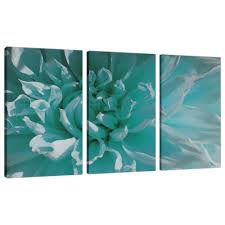 Set Of Three Teal Blue Canvas Prints