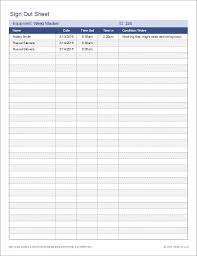 equipment sign out sheet tool check