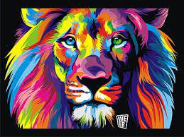 Hd Wallpaper Lion Painting Colorful