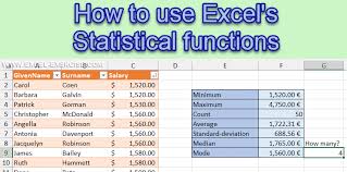 Statistical Functions Excel Exercise