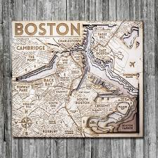 Boston Ma Wood Map 3d Topographic Wood Chart